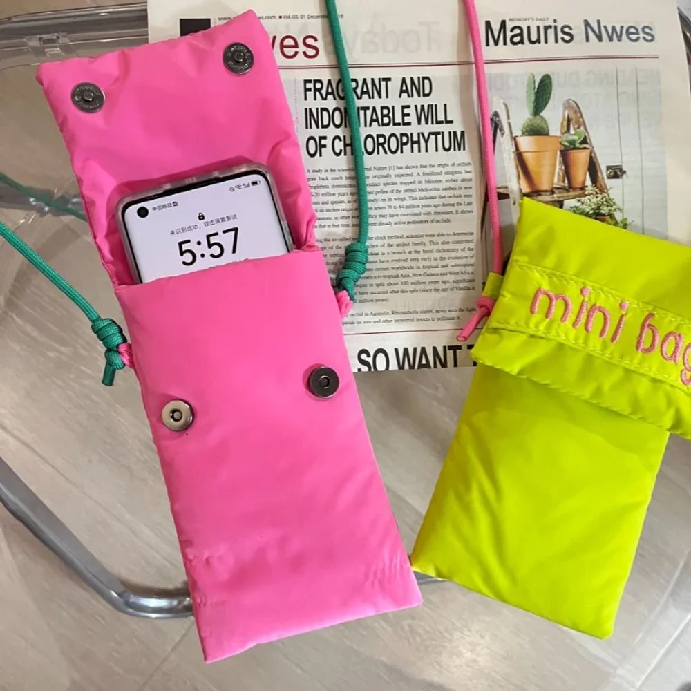 

Новая модная милая сумка для телефона, простая зеленая розовая красная сумка через плечо для девочек, тканевая маленькая сумка для хранения, кошелек с держателем для карт, кошелек