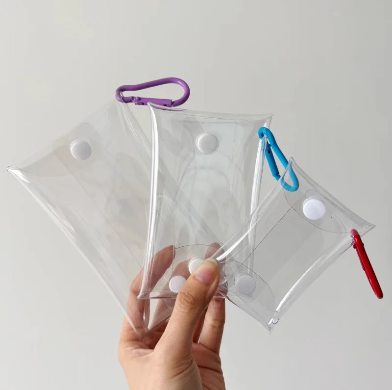 1pc pvc portátil mini claro zíper saco de armazenamento chaveiro caixa organizador para fones de ouvido carregadores saco de presente transparente org