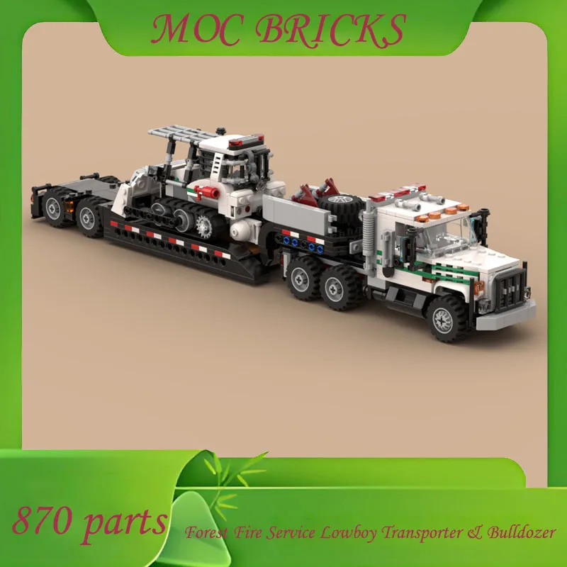 

Настроить 870 шт. MOC лесной пожарный сервис Lowboy Transporter и бульдозер набор экспресс-локомотив строительные блоки DIY наборы игрушек в подарок