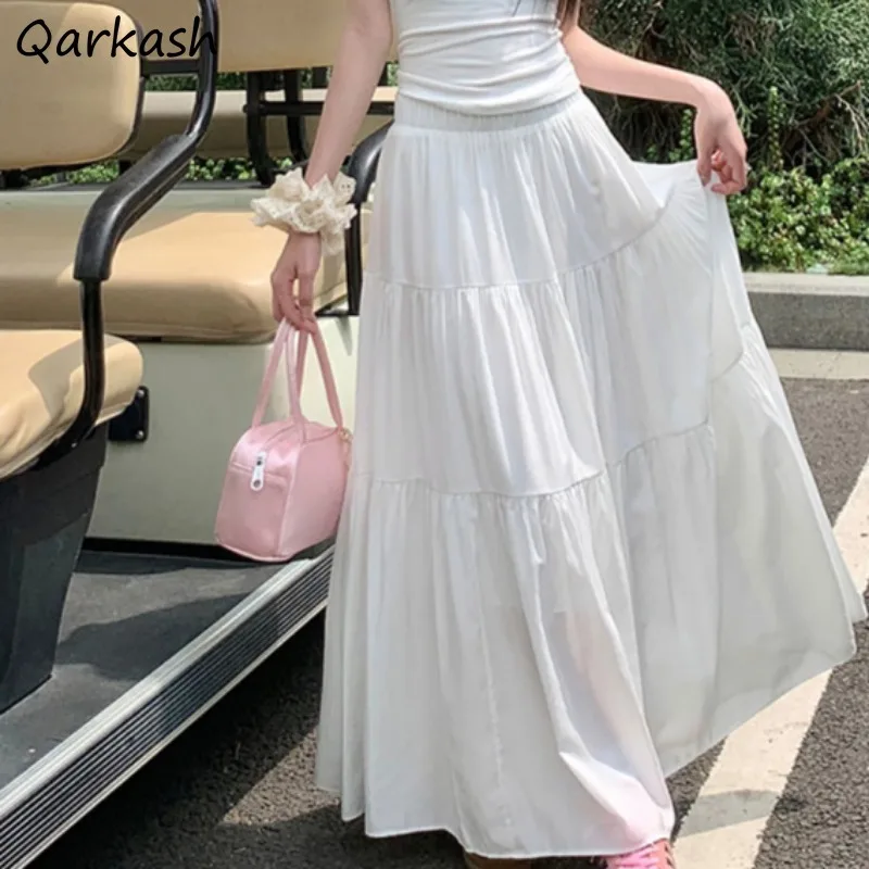 Minimalist Skirts for Women Ankle-length Solid Korean Style Young Students Summer Ins Loose New Casual Korean Style High Waist