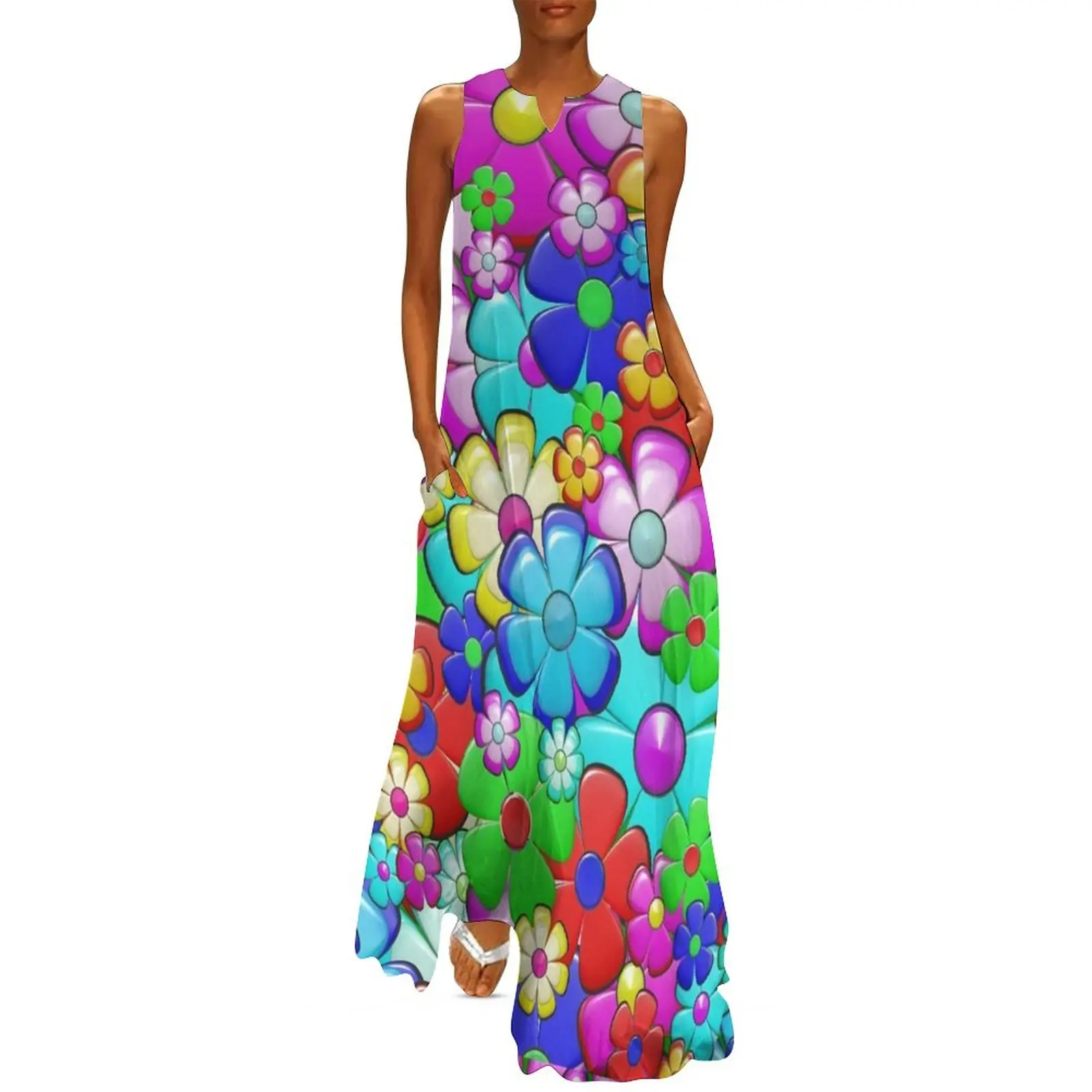 

retro flower summer dress Long Dress dresses summer summer dress daily Women long clothes