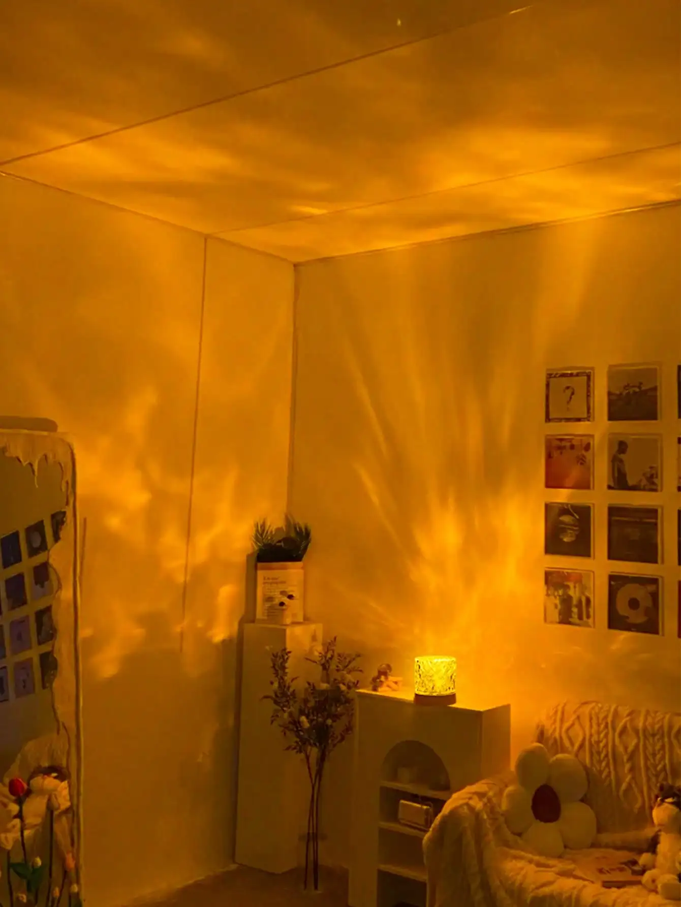 1PC 16-Color Rotating Water Wave Light: RGB Remote Ambient Lamp for Bedroom, Living Room & Gift