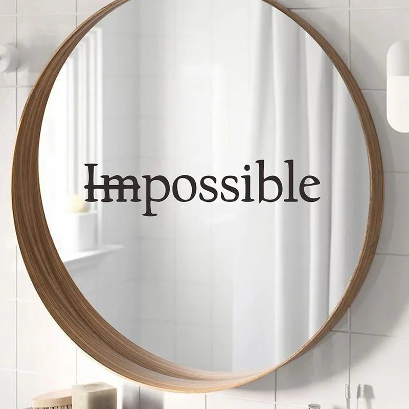 Wall Art Sticker,Words Design Vinyl Not Impossible Wall Sticker Removable Motivational Wall Decals For Classroom Living Room