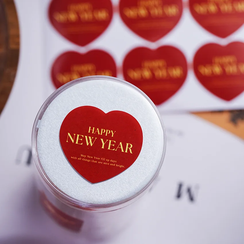 

80pcs/set Heart Happy New Year Stickers Red 2026 Year of The Horse Sticker Decorations Stickers Labels for Party Favor Cards