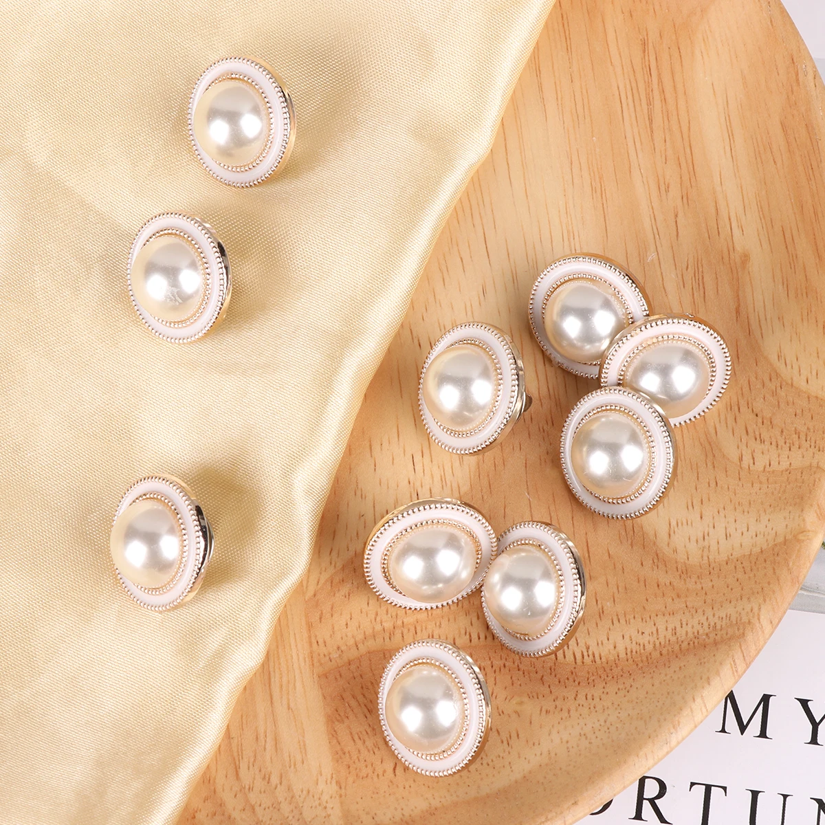 

10pcs Pearl Buttons Set Round Shaped Durable Coat Button Diy Sewing Accessories Fashion Decor Craft Tools 9# 34L=21.0Mm
