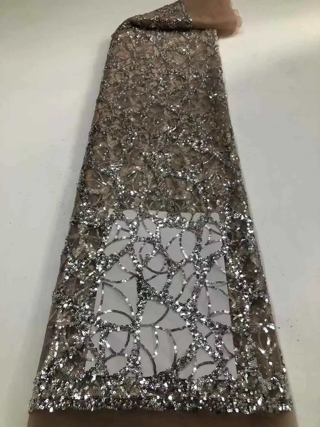 

2026 Luxury African sequins Beads Embroidery ,Beads tube,Stones French Mesh Material for Gowns Elegant ,Evening Dresses ,Party