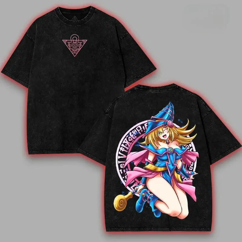 Anime Yu Gi Oh T Shirt Men Women Tshirt Washed Cotton T-shirt Clothing Summer Short Sleeve Oversized Tees Streetwear