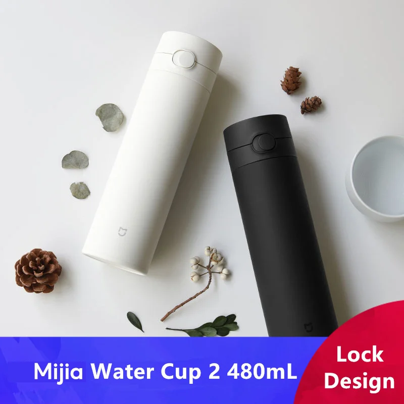 Mijia Water Cup 2 Generation 480mL Thermos Keep Warm/Cold Cup Travel Portable 316L Stainless Steel Lock Design Single hand Open