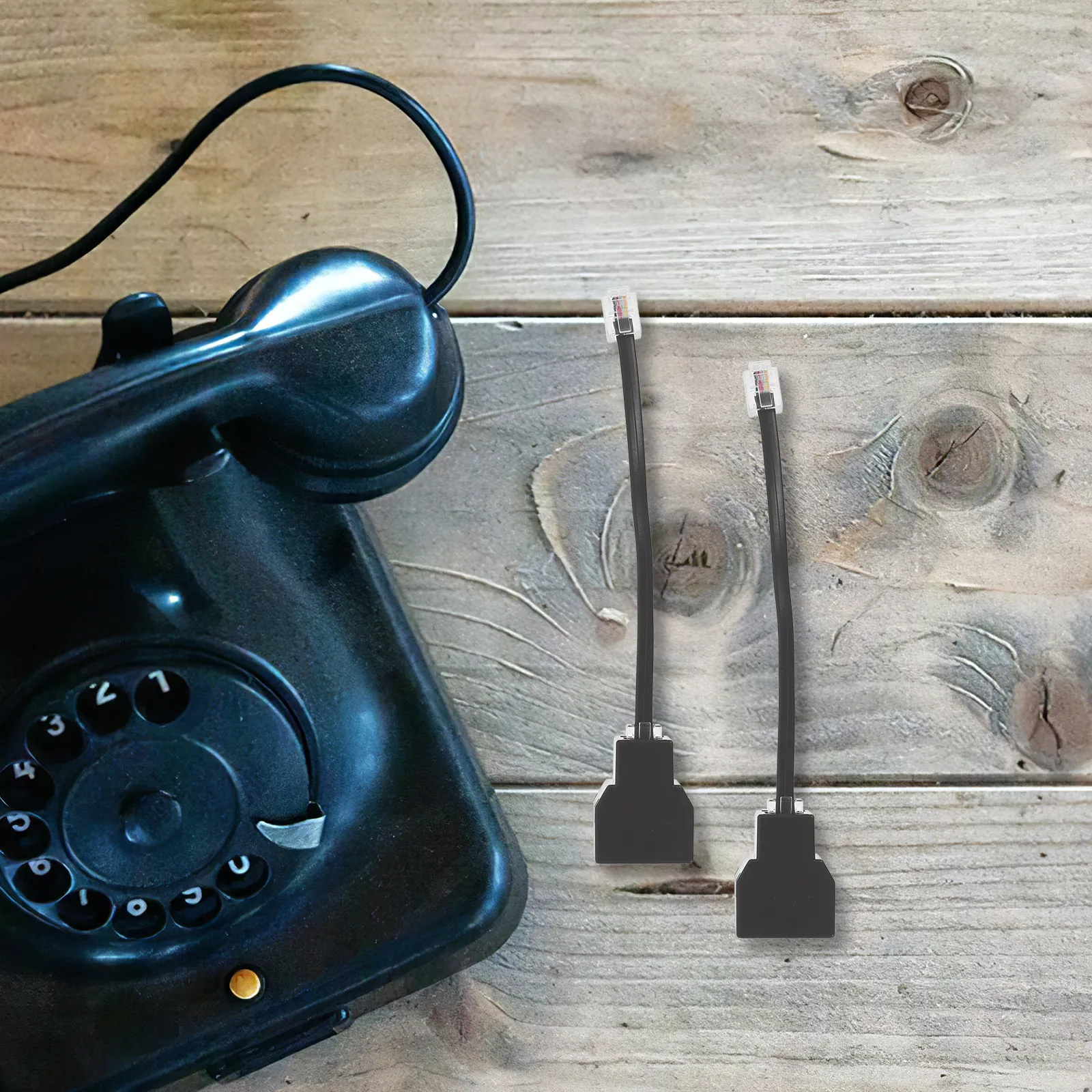 2Pcs Detachable Rj11 Telephone Splitter Adapter 6p4c Rj14 4-Core Phone Line Adapter Black Telephone Accessories