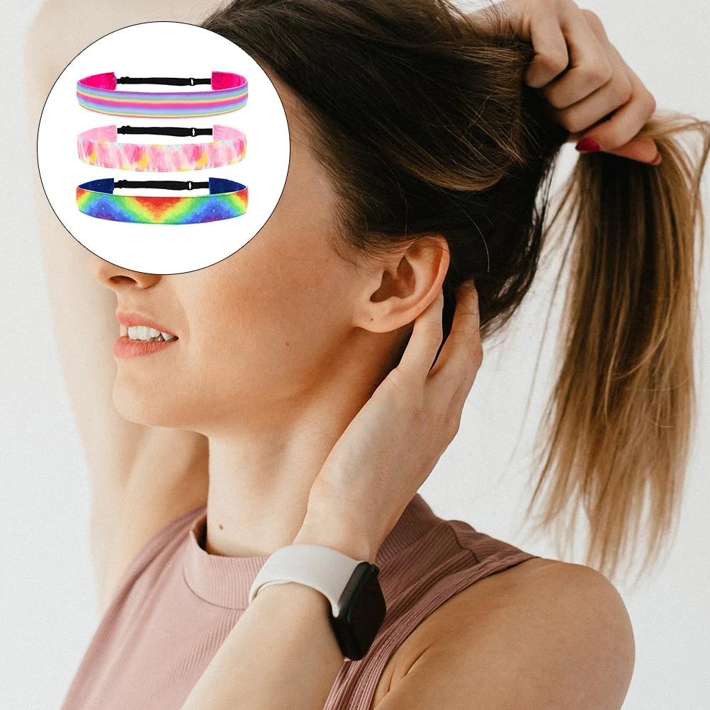 

3Pcs Sports Tie-Dye Hair Band Rainbow Gradient Elastic Non-Slip Yoga Fitness Headband Running Hair Hoop Gradient Headband
