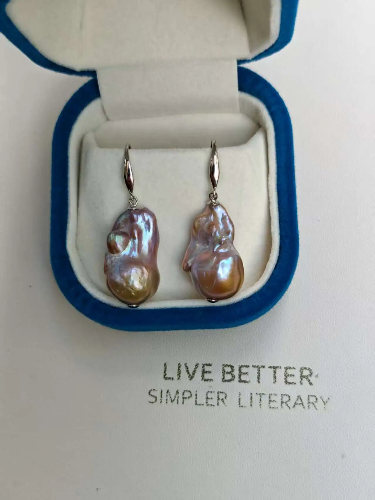 

New AAA13X18mm Natural South Sea Baroque Pearl Hook Earrings 925s Simple Classic Style