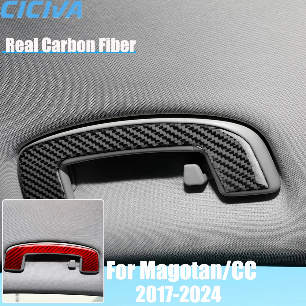 

Real Carbon Fiber Car Accessories Roof Grab Handle Trim Cover Soft Sticker For Volkswagen Magotan/CC 2017 2018 19 20 21 22 23 24
