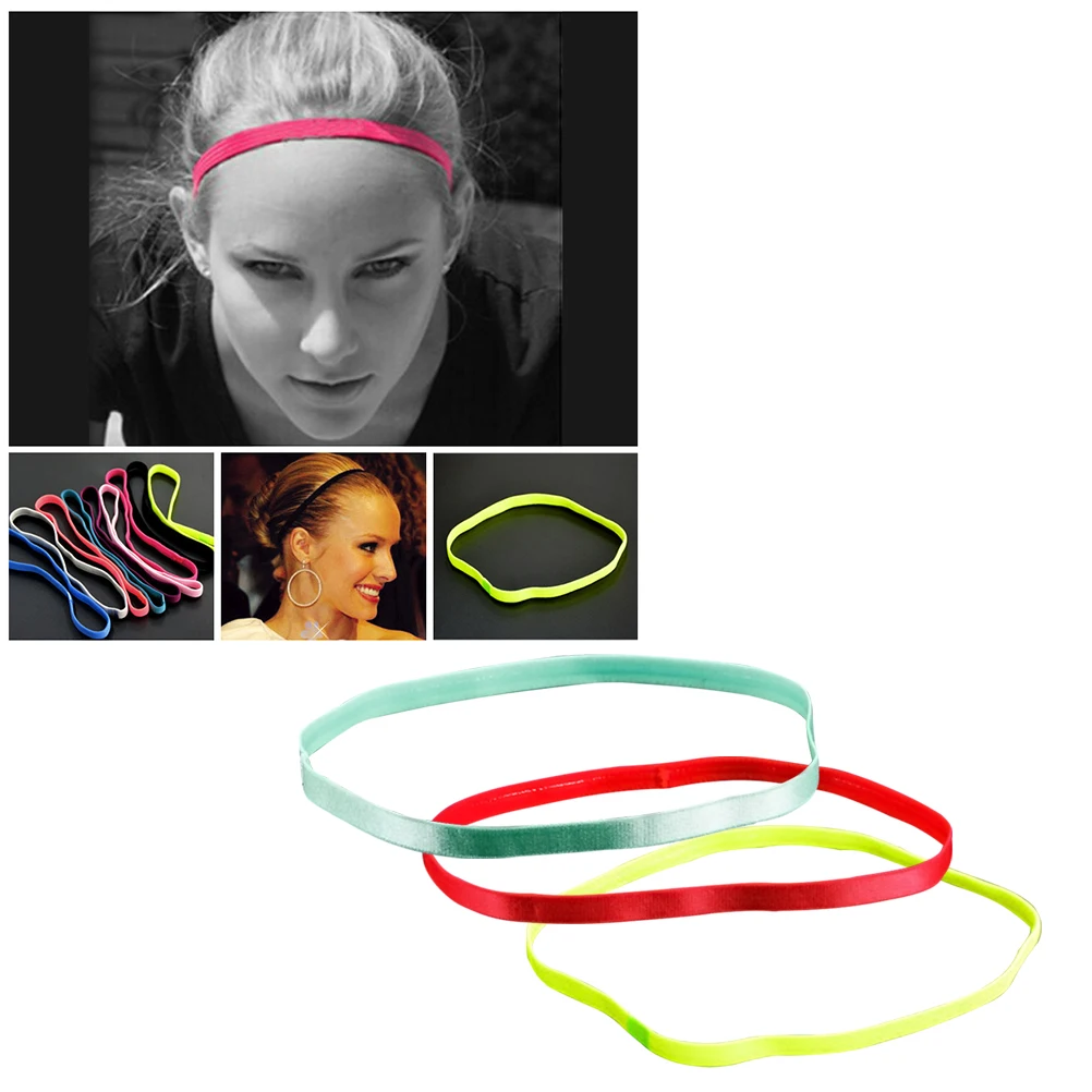 

3Pcs Anti-slip Sports Hairband Women Elastic Headband Headscarf Bands Yoga Running Silicone Ultra-thin Super Elastic Non-toxic