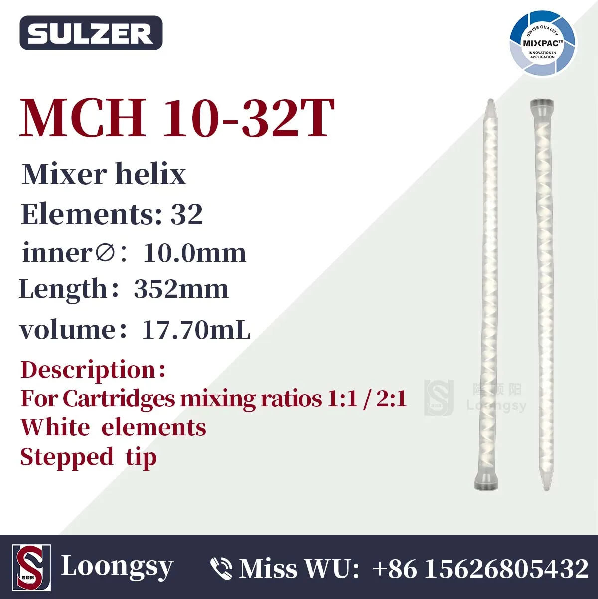 

SULZER MIXPAC static mixer MCH 10-32T mixing nozzle 50pcs