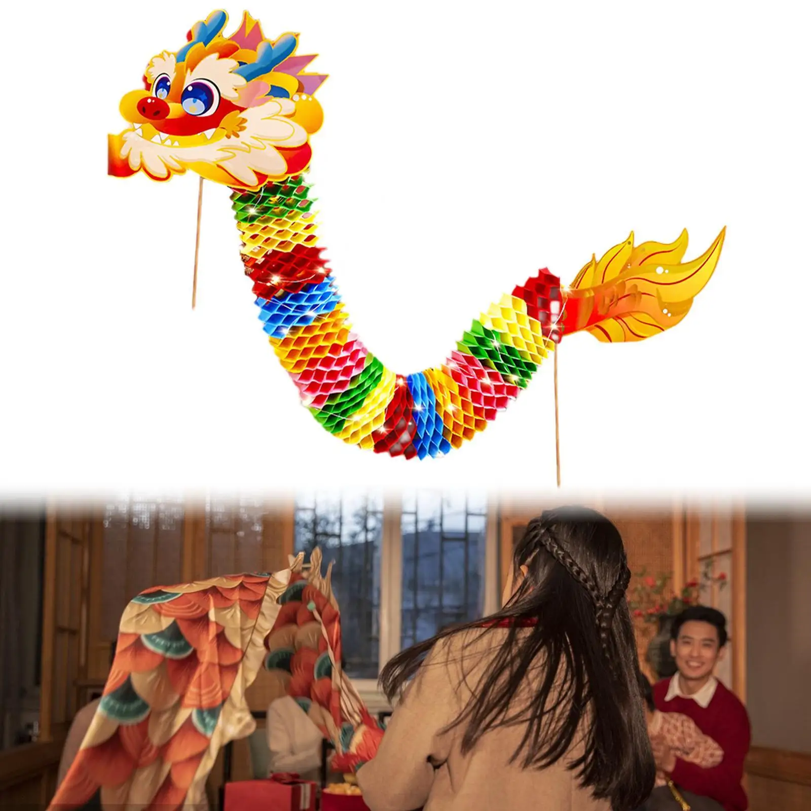 3D Chinese New Year Paper Dragon Handmade Paper Dragon Toys Decor Festive Supplies Long New Year Dragon for Birthday Party