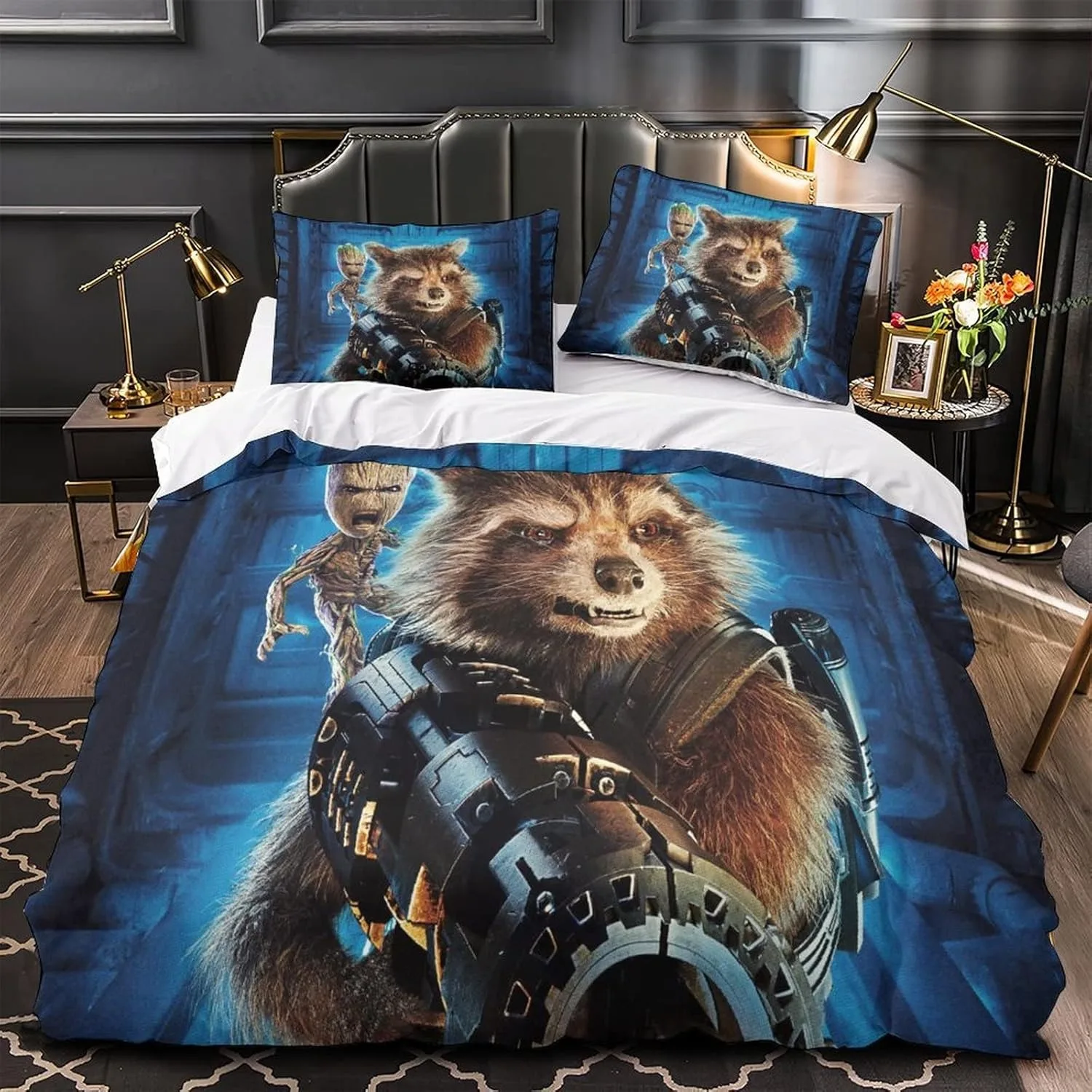 

Guardians of the Galaxy Groot Duvet Cover Pillowcase Bedding Set Marvel Heroes Animation Home Dormitory Room Decoration Boy Gift