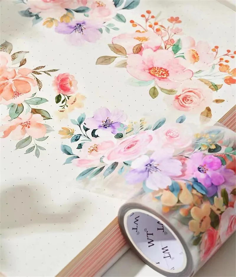 Vintage Floral Show Collection Washi PET Tape for Card Making DIY Scrapbooking Decorative Sticker