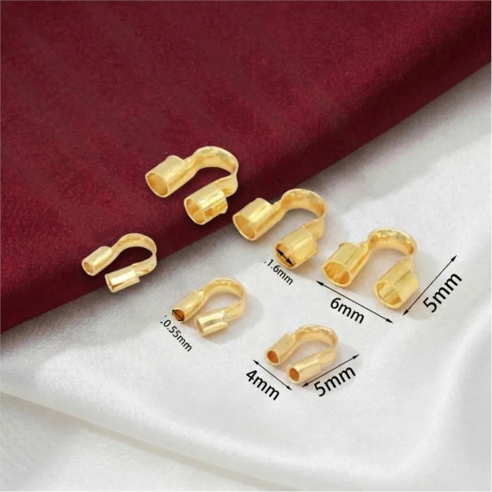 50pcs 18K Gold Plated Brass Wire Guard Guardian Protectors Loops U Shape Clasps Connector Buckle,DIY Jewelry Making Accessories