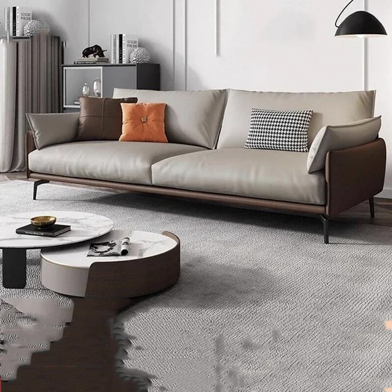 

Lounge Minimalist Living Room Sofas Luxury Leather Italian Individual Modern Sofas Designer Wood Ergonomic Divano Home Furniture
