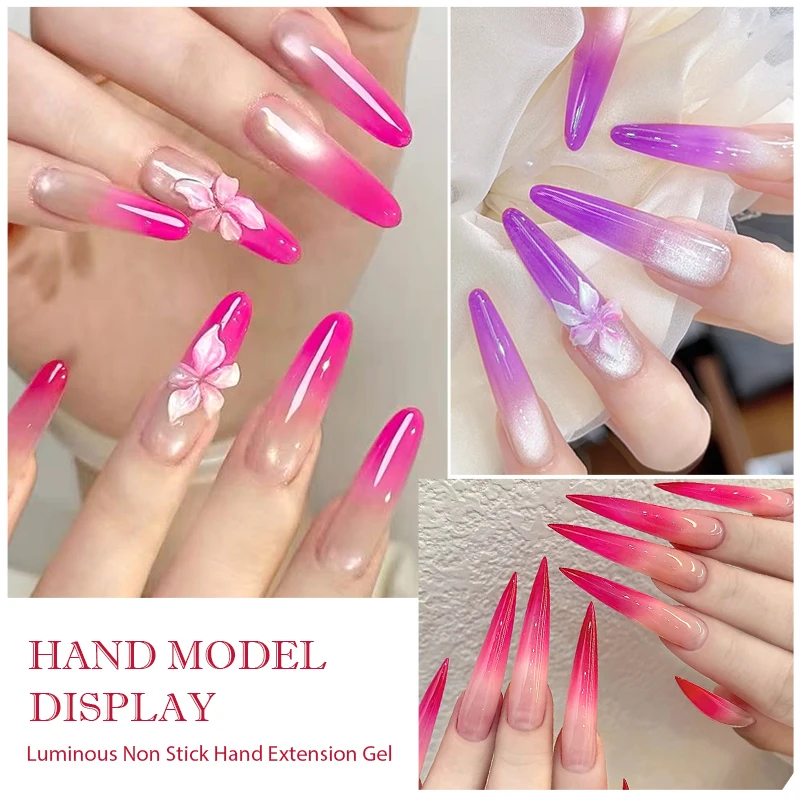 루미너스 논스틱 핸드 익스텐션 젤 네일 폴리쉬 3D 쉐이핑/스컬핑/카빙 UV/LED 젤 형광 네온 컬러 젤리 하드 젤