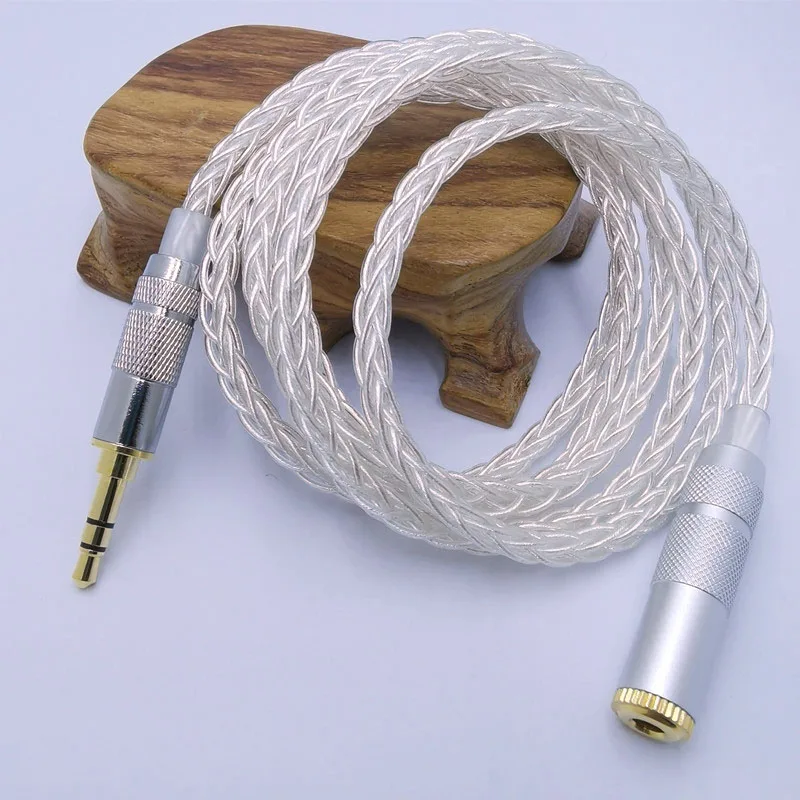 8 Core Silver Audio Cord 3.5mm Female to Male Cable ,Audio extension cord,earphone extension cable