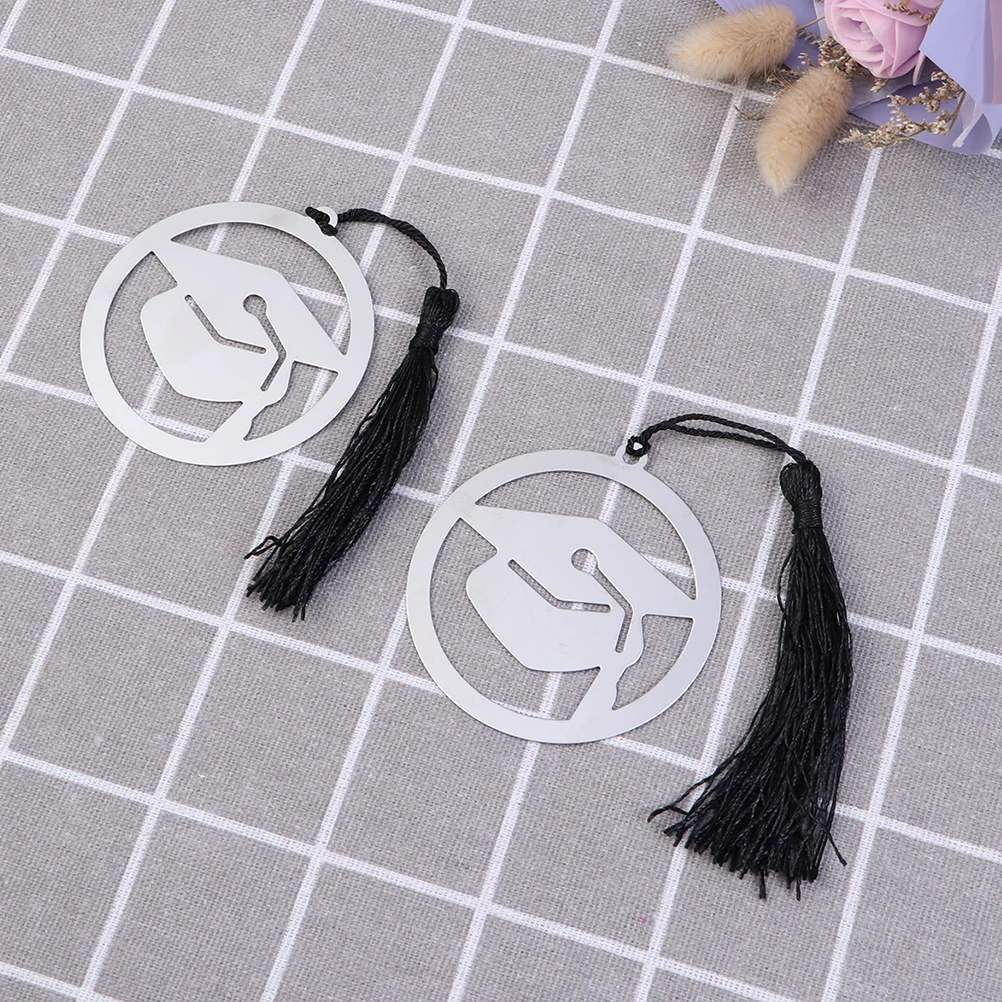 ที่คั่นหนังสือรูปหมวกหมอ 6 ชิ้น พร้อมพู่ห้อย ทำจากสแตนเลส เหมาะสำหรับผู้หญิง นักเรียน นักศึกษา