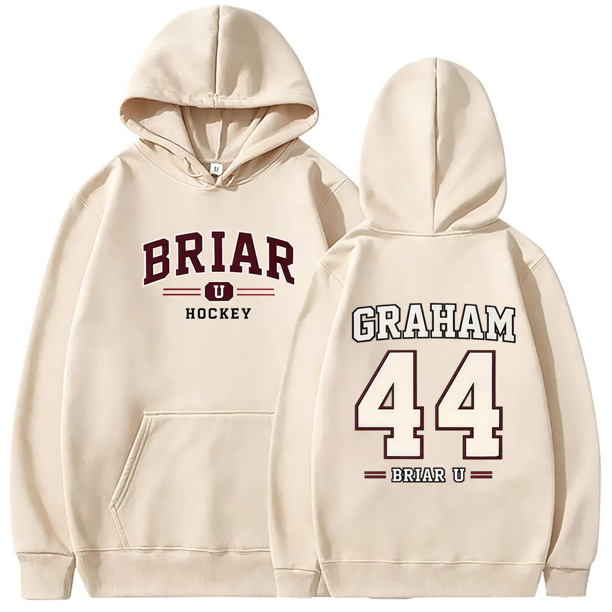 Off Campus Briar University Hockey Graham 44 Grafik-Hoodie für Männer und Frauen Vintage Oversized Sweatshirt Herrenmode Pullover Hoodies – Detail 9