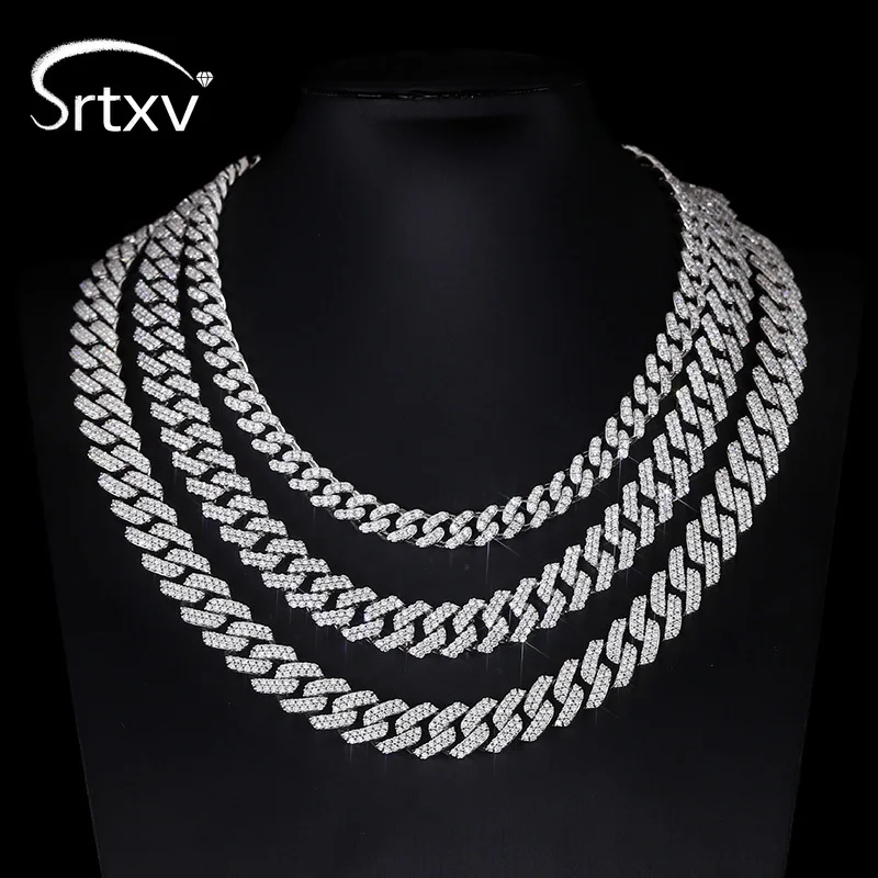 100% S925 Sterling Silver Hip Hop Necklace for Women Man Wedding Party Cuban Zircon Diamond Wide 10mm Neck Chain Gifts Jewelry