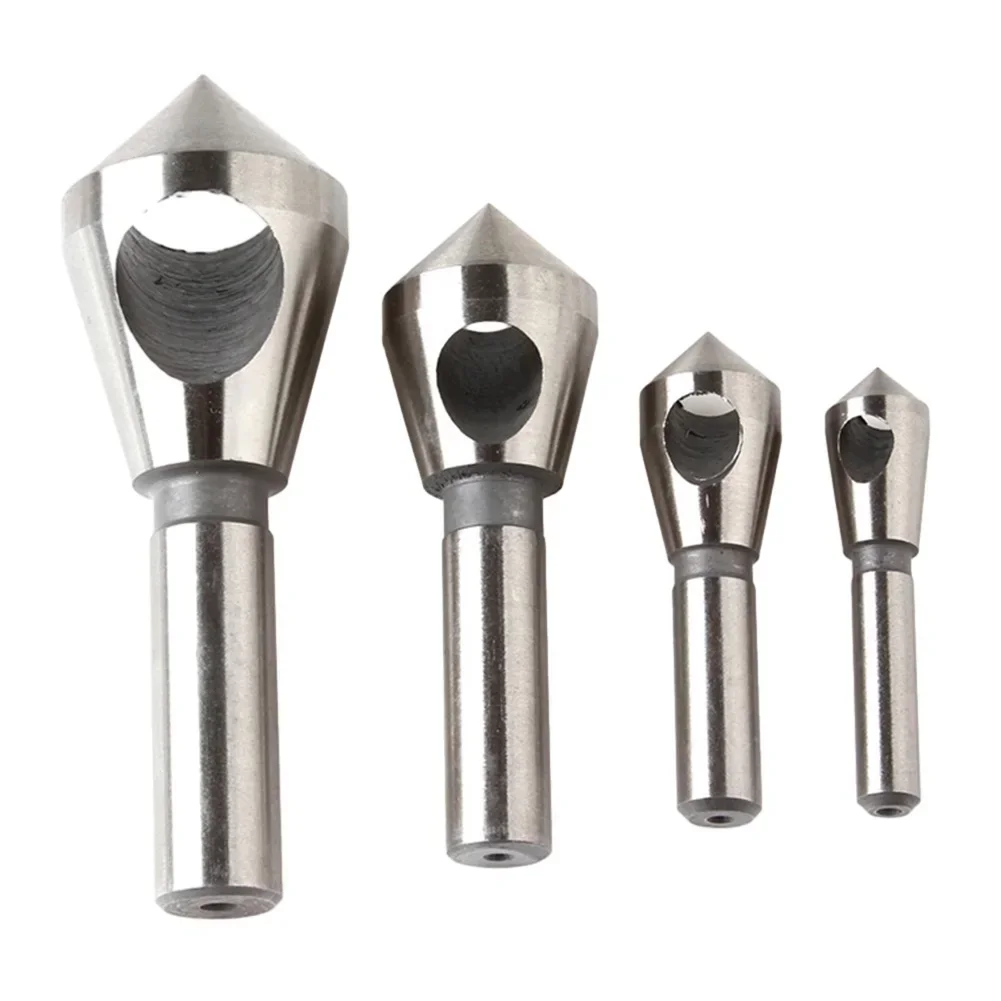 Conjunto de Brocas Escareadoras Revestidas de Titânio Unidades Hss Rebarbação Chanfradura Metal 90 Graus Haste Redonda Cortador de Buraco