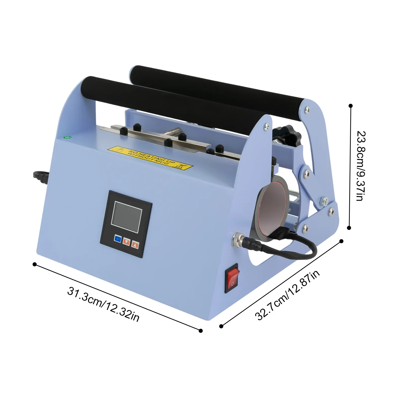 Pressa di calore manuale per bicchiere fai-da-te da 500 W, tazza per auto, pressa per tazza, macchina di calore, temperatura e tempo regolabili
