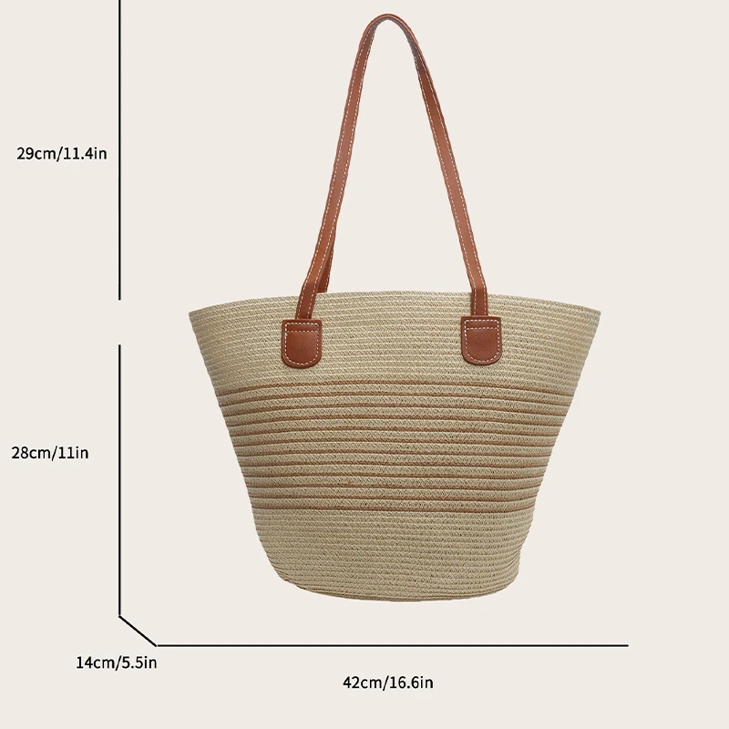 2024 Summer New Grass Weaving Large Capacity Tote Bag Single Shoulder Bag Leisure Beach Vacation Bag Women\'s Favorite Bag