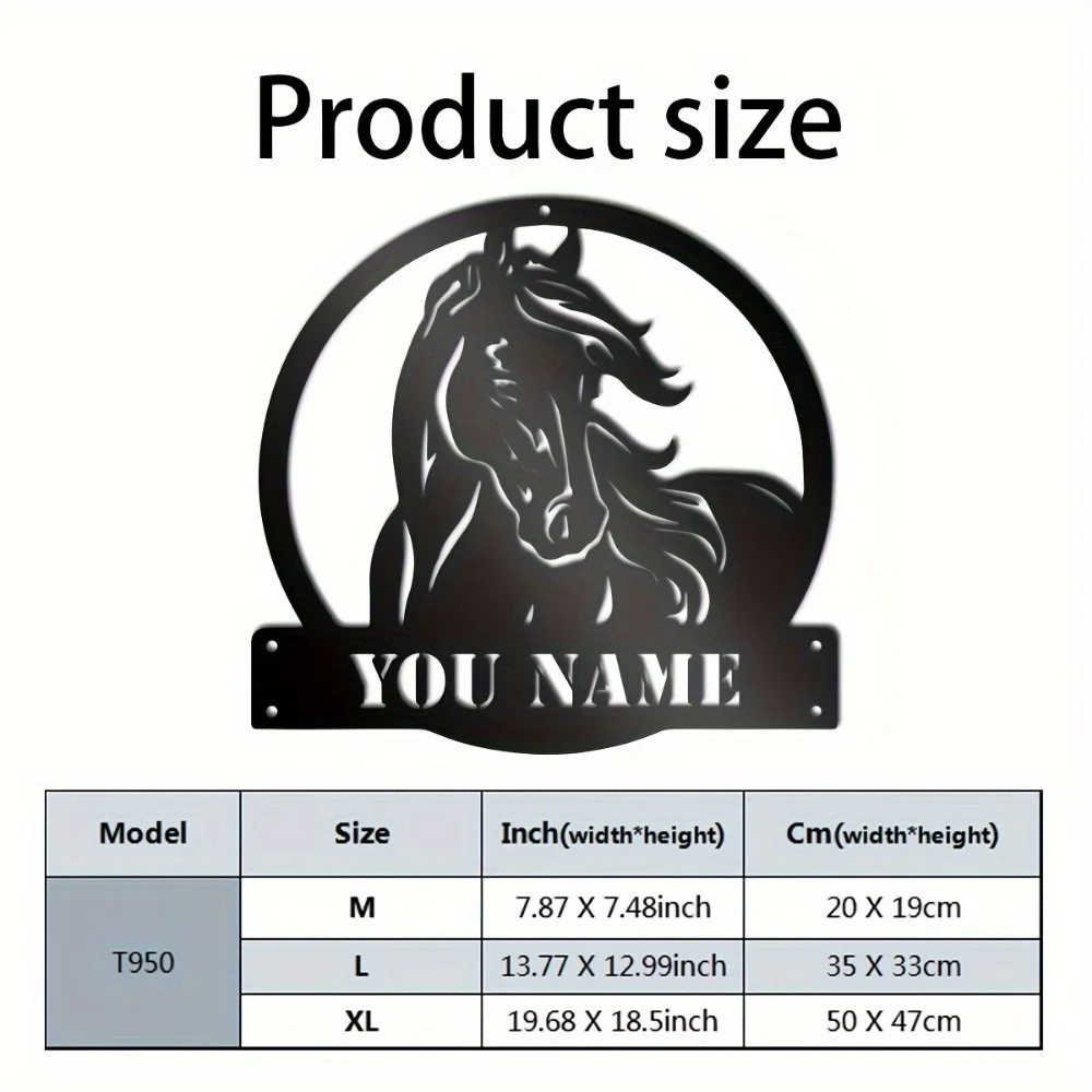 Custom Horse Silhouette Metal Wall Ornament Tailor - Made Farmhouse Outdoor Barn Sign Gift for Horse Lovers Farmers Sign