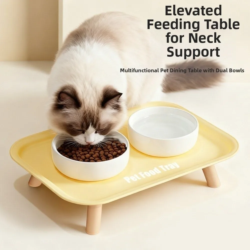 

Модная керамическая миска для животных с двойным отделением, большой емкости, с защитой от разбрызгивания и опрокидывания, для корма и воды, с защитой шеи