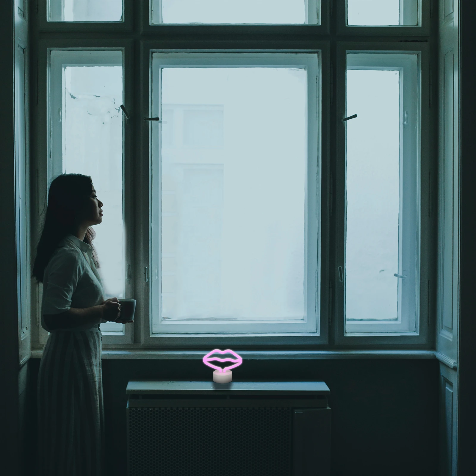 

Red Lip Shape Neon Led Night Lamp Acrylic Desktop Light For Home Party Decoration Creative Night Light For Bedroom Festival Gift