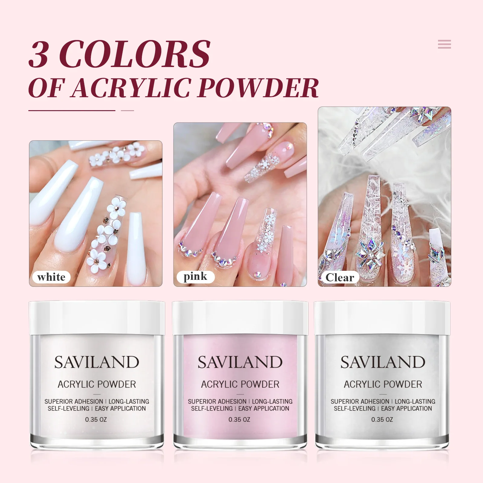 Saviland Set di polvere acrilica per unghie e liquidi con Kit di strumenti per unghie in acrilico per Manicure Crystal Nail Glitter 3D Nail Tips Carving