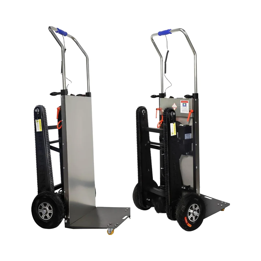 

Electric Stair Climbing Platform Dolly 661lb 600W Four-wheel Aluminum Frame Powder Coated Heavy Duty Hand Truck Rubber Tracks