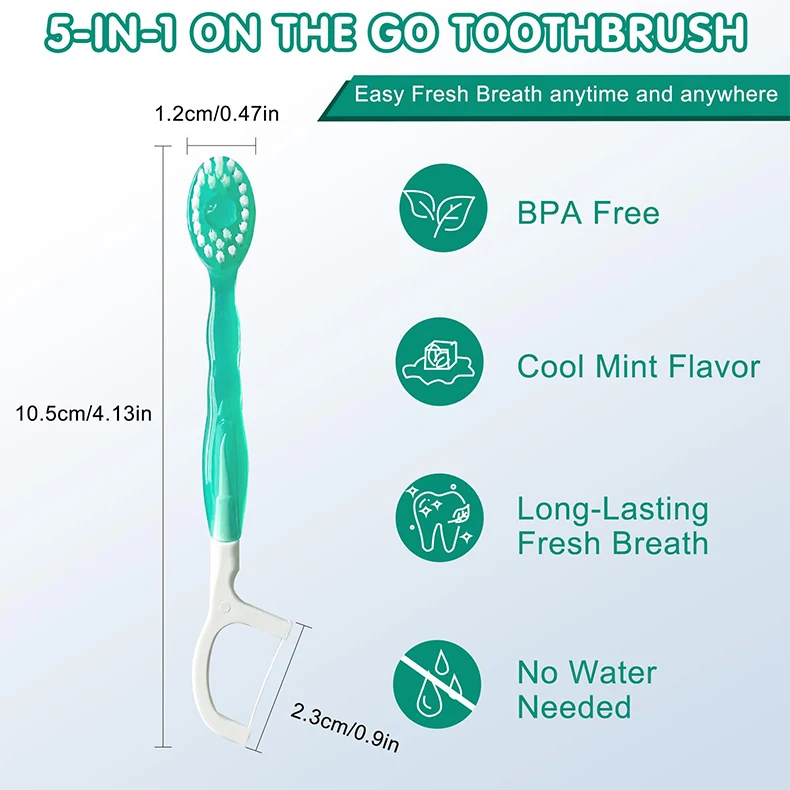 2 IN 1 Mini Fragrance Toothbrush Fruit Flavor Exploded Bead Toothbrush Portable Dental floss Hotel Travel Disposable Toothbrush