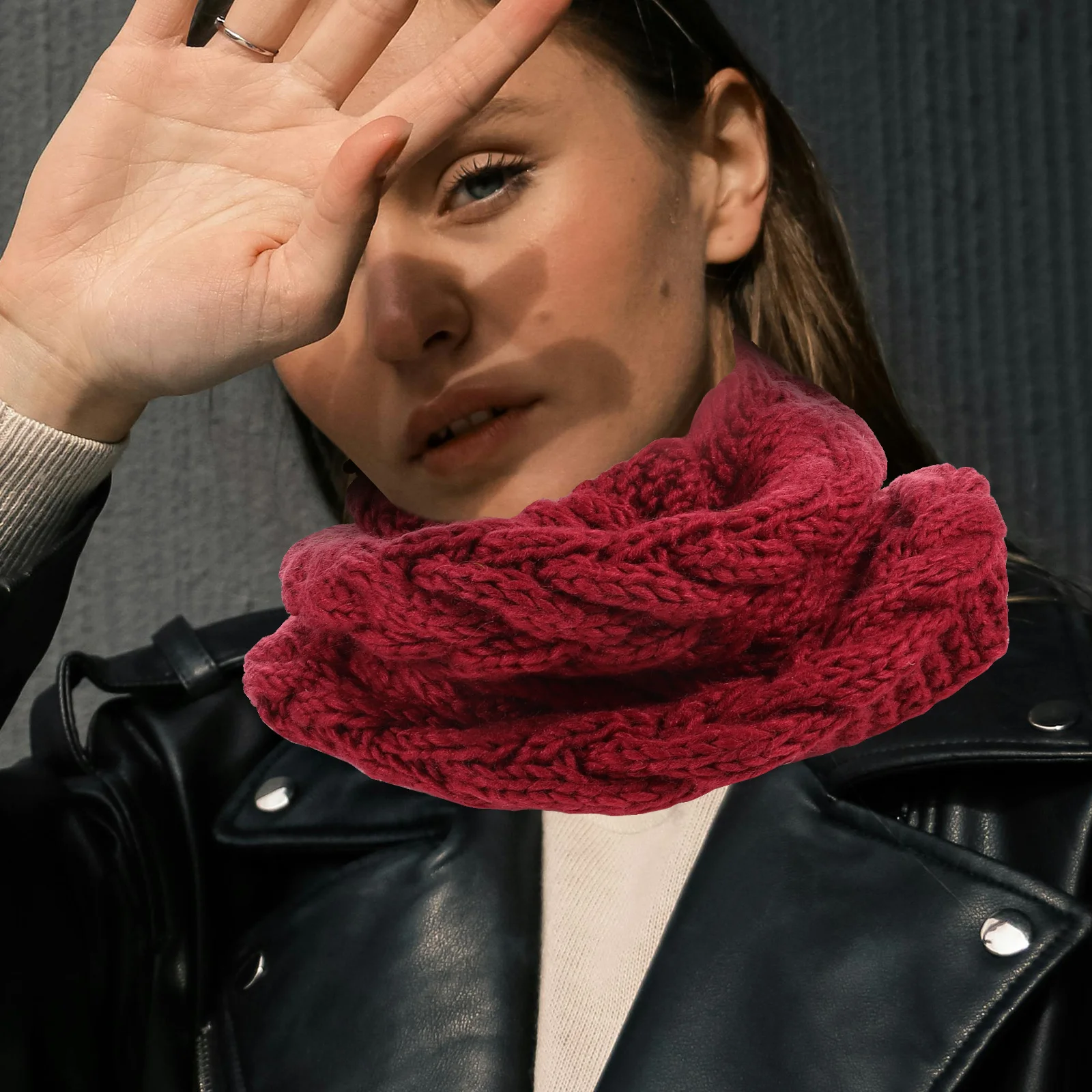 

Knitted Neck Warmer Thick Cable Knit Neck Gaiter Autumn Winter Warm Scarf Ski Mask Cold Weather Face Cover for Women Men