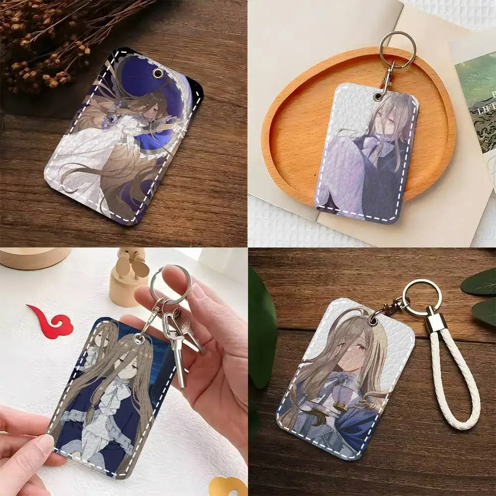 Sense Anime Sousou No F-Frieren Card Case Keychain Access Card Bag Key Tag Ring Leather Card Holder Key Ring Access