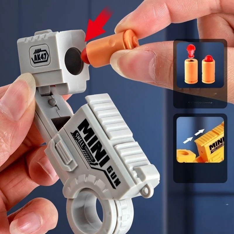 Children Adult Decompression Ring Guns Carrot Toy Gun Shell Ejection Soft Bullets Launcher Mini Press Firing Pistol Model