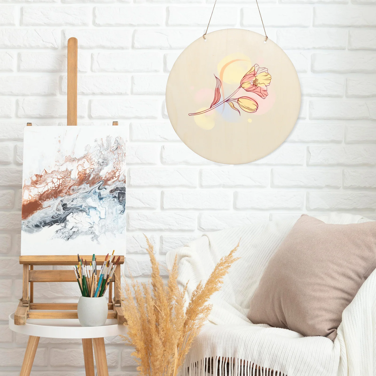 

15 Sets Wooden Circles for Crafts Solid Wood Round Cutouts Smooth Surface DIY Painting Home and Event Decoration