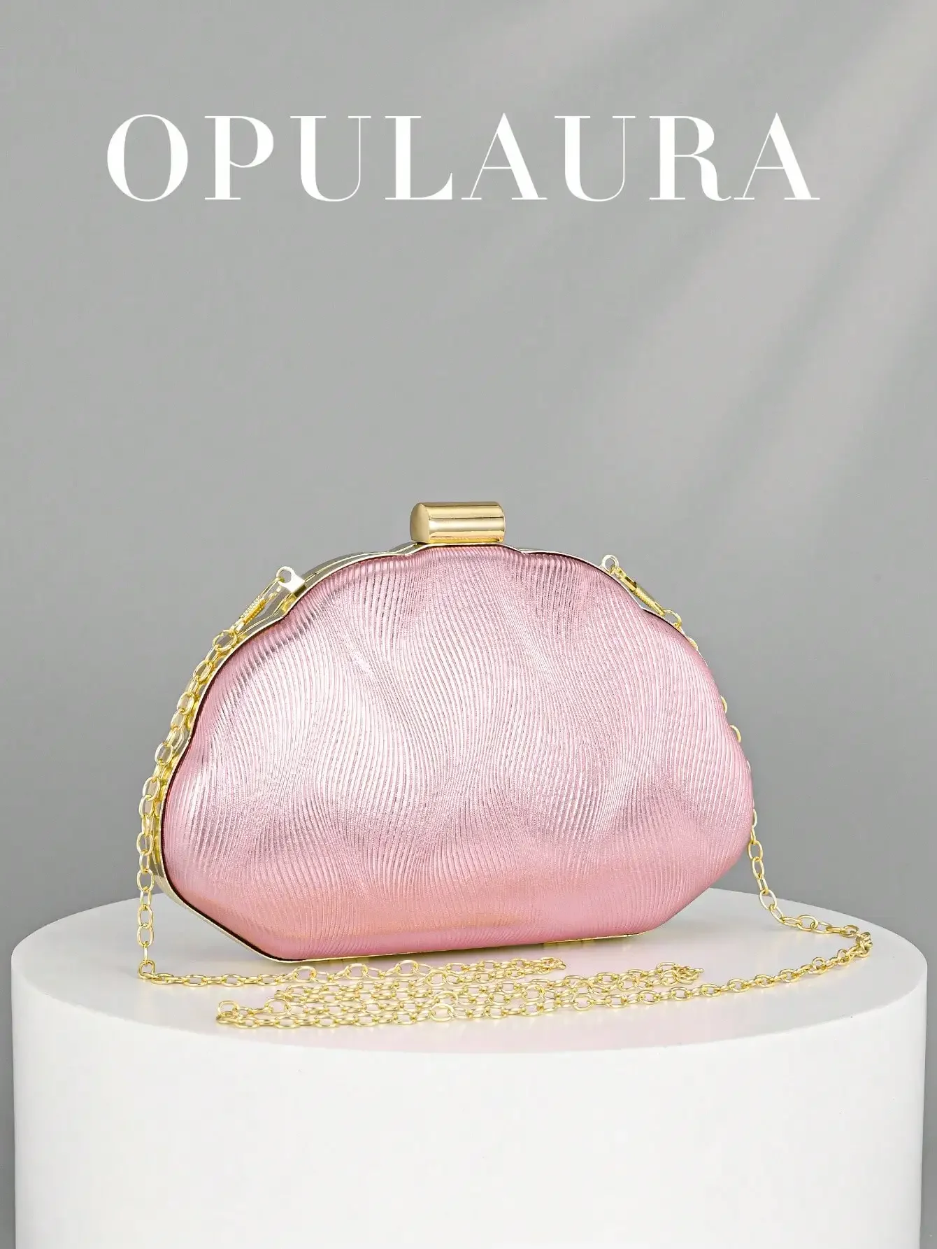 

Minimalist Shell Shape Luxury Leather Party Clutch Bag For Evening Formal Wedding Glam Night Out