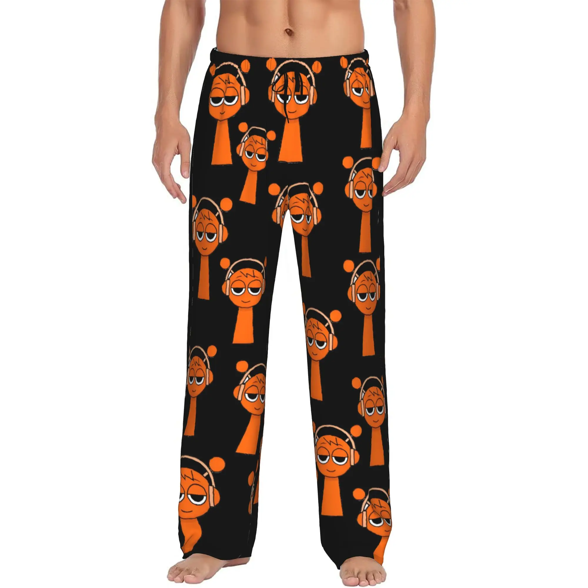 Custom Printed Men's Sprunki Pajama Pants Music Game Sleepwear Sleep Lounge Bottoms with Pockets