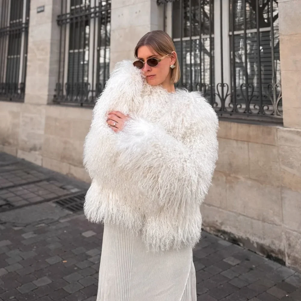 OFTBUY Natural Mongolia Sheep Fur Coat Thick Warm Short Real FurJacket Outerwear Female New Fashion Autumn Winter Clothes Women