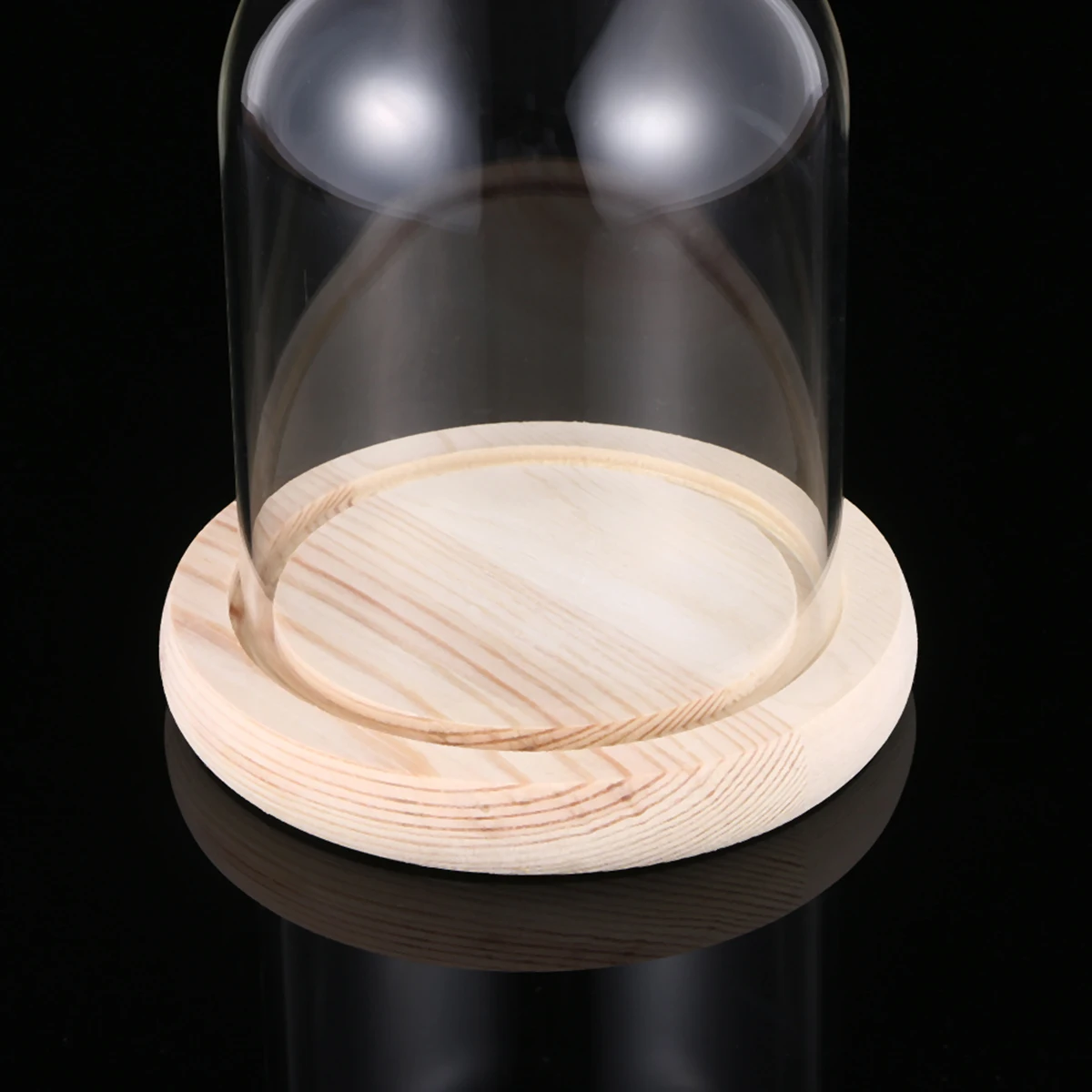 

10X14Cm Eternal Flower Glass Dome Transparent Cover Diy Wooden Base Craft Valentine Birthday Gift Glass Dome Cover