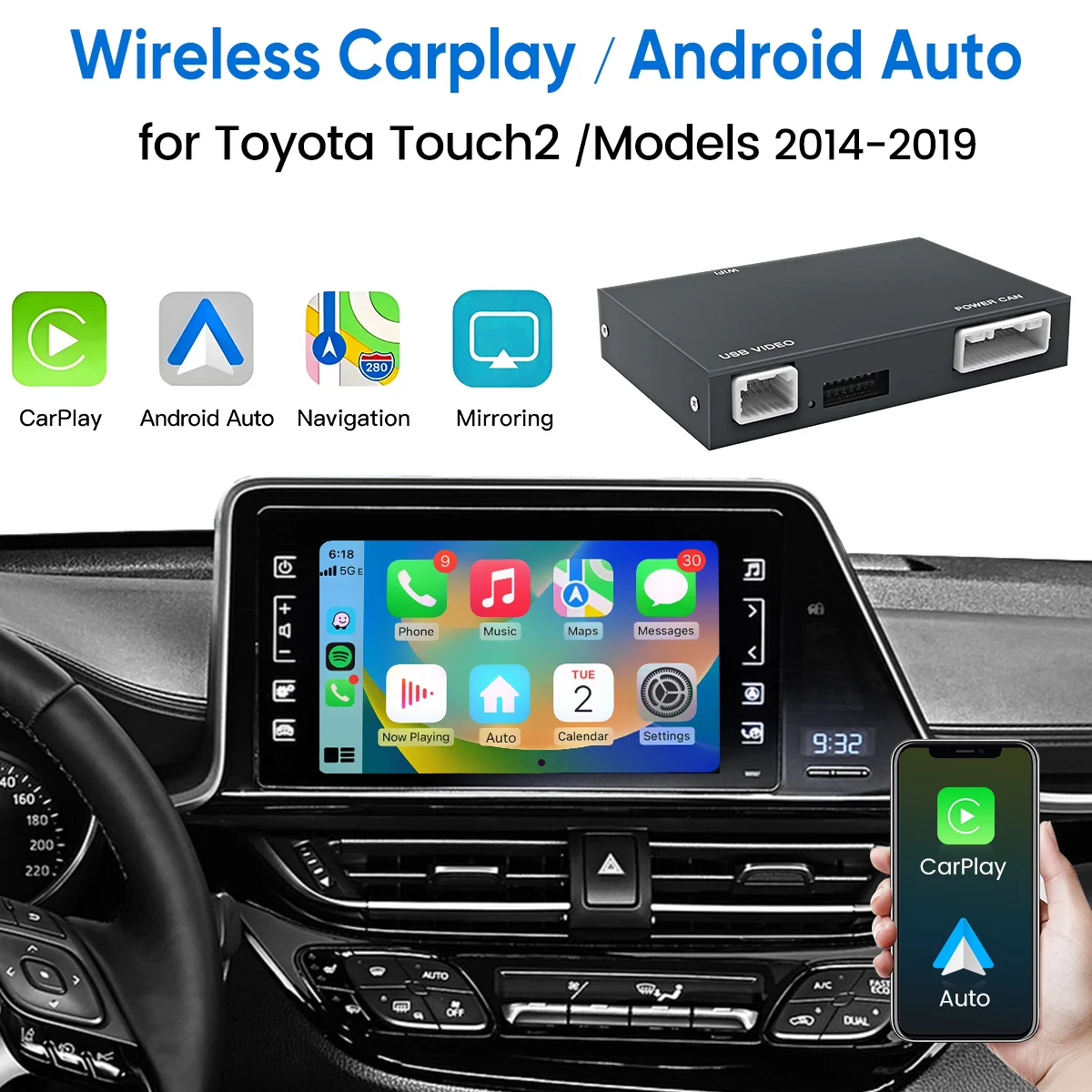 Brezžični CarPlay avtoradio modul za Toyota