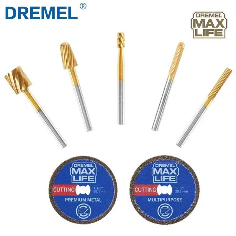 dremel max life series acessorios de ferramenta rotativa ez545hp ez506hp roda de corte de diamante e broca de escultura de rebarba rotativa de carboneto de tungstenio 01