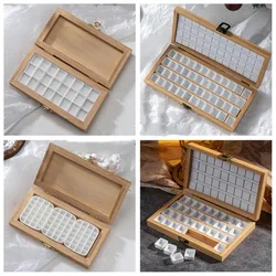 36/48 Grid Wooden Subpackage Pigment Storage Box Portable Art Outdoor Painting Watercolor Pigment Palette Mini Drawing Box