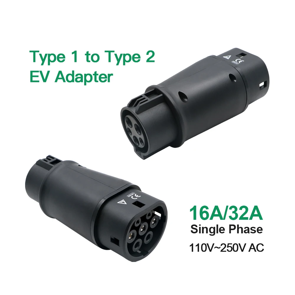 Chiefleed 32A 7,2 kW Type 1 naar Type 2 EV-opladeradapter SAEJ1772 naar IEC-62169 Converter Opladen van elektrisch voertuig Hybride EU-auto's