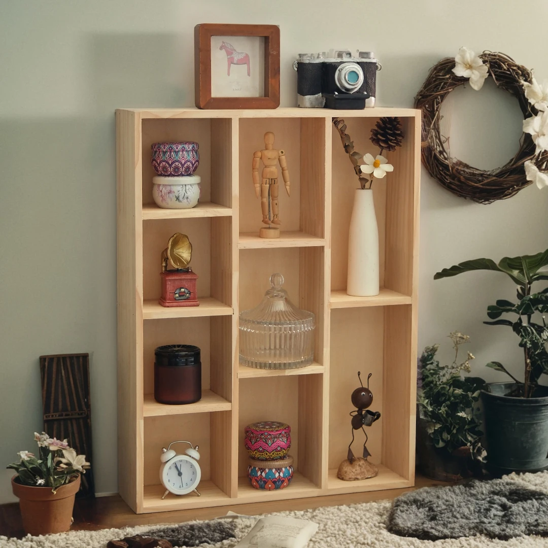 Büyük Ahşap Depolama Dolapları, Oturma Mobilya Dekoru, Oturma Odası Yatak Odası için Çok Amaçlı Ekran Depolama Rafı, Oyuncak Vitrin